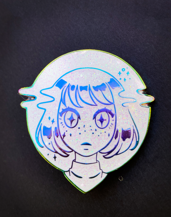 Limited Edition of 150 Anodized Metal Glitch Girl Pin