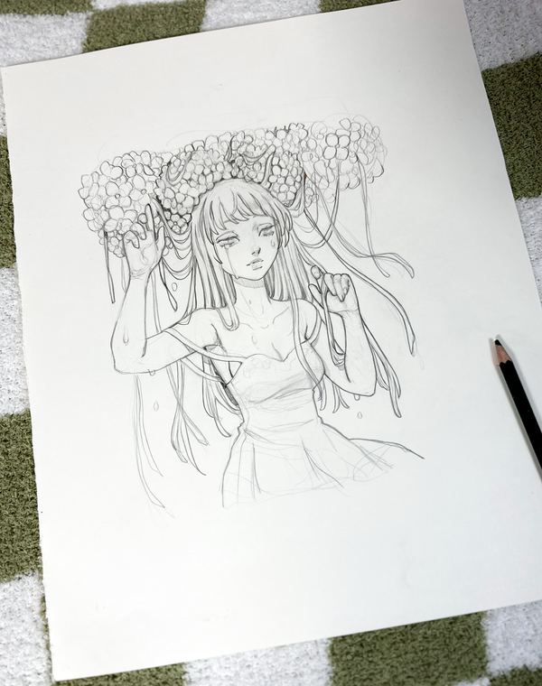 Hydrangea Original Sketch