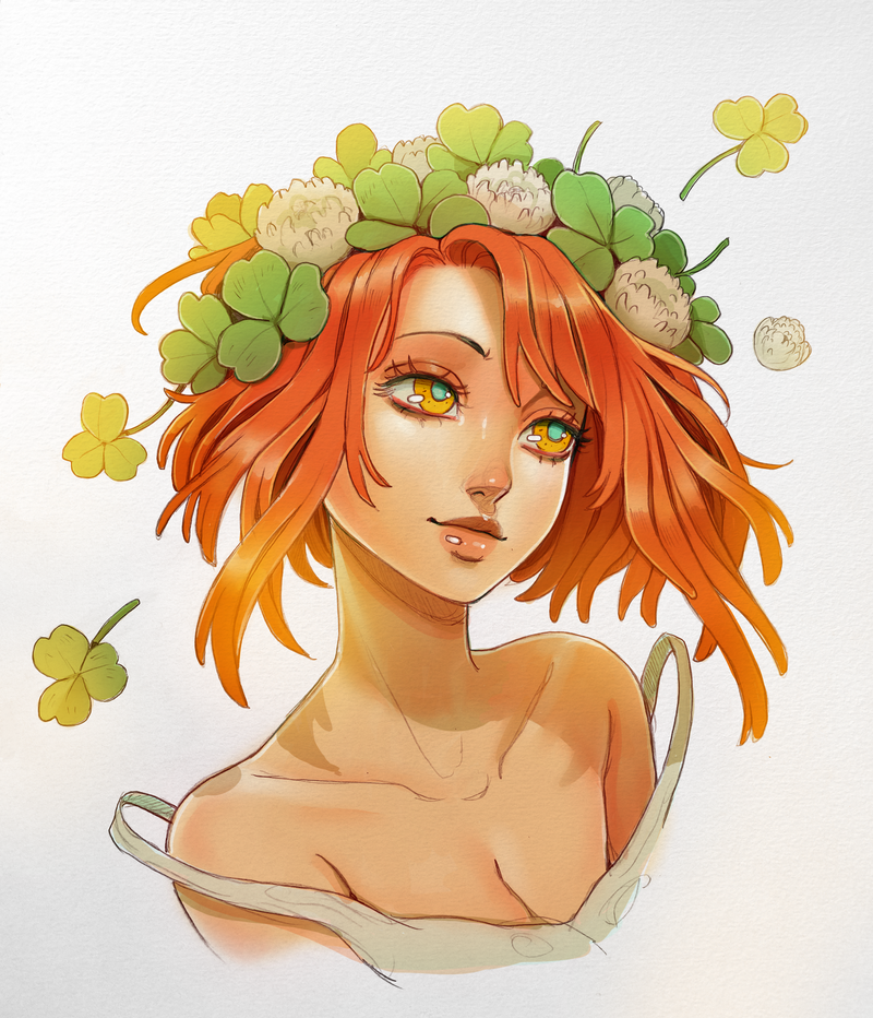 'Clover Crown' Original artbook tutorial drawing
