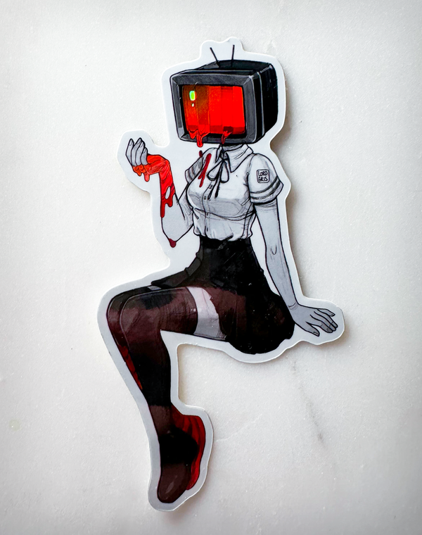 Blood Red TV Girl Holographic Sticker