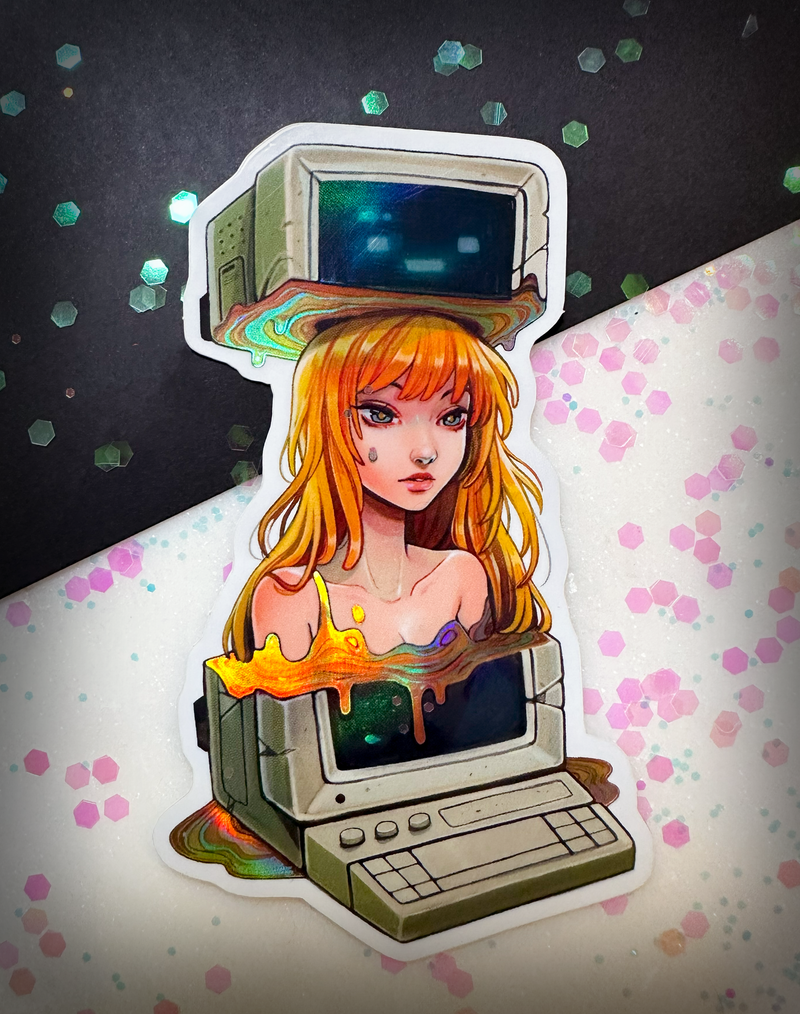 Computer Girl Holographic Sicker – Lord Gris