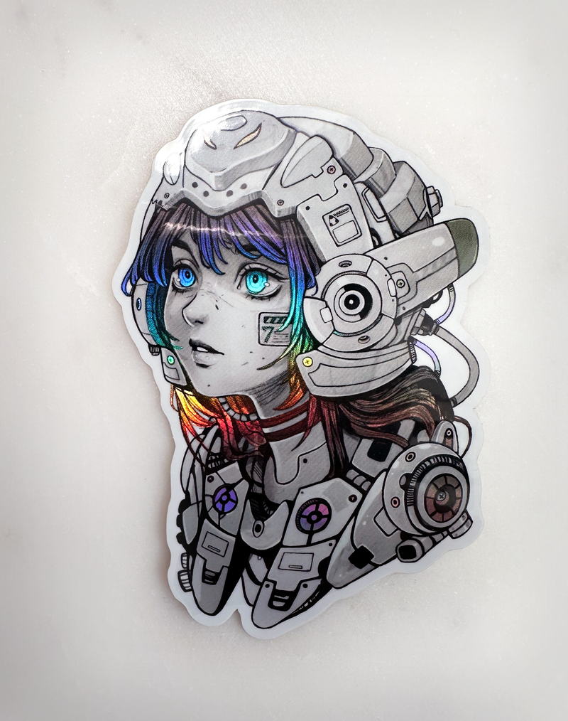 Space Helm Holographic Sticker