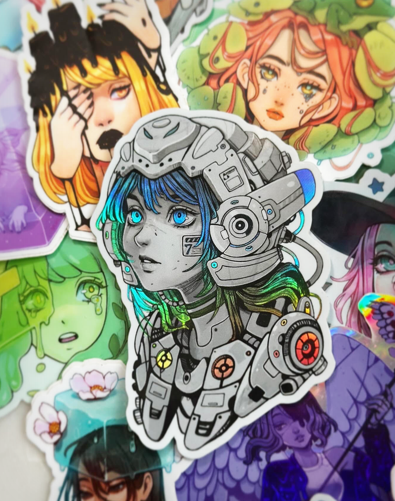Space Helm Holographic Sticker