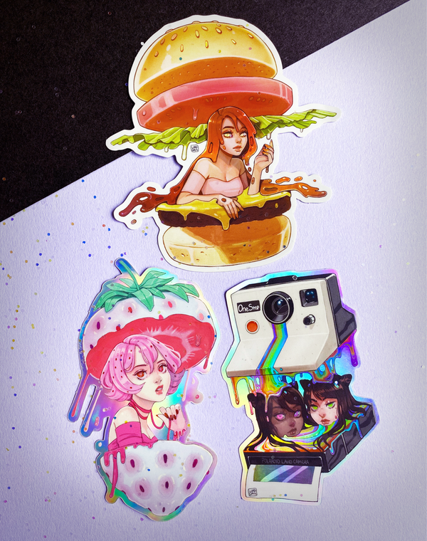 Isometric Holographic Sticker Set